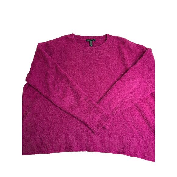 Eileen Fisher Organic Cotton Boucle Raspberry Pink Sweater Oversized Small - Picture 1 of 6